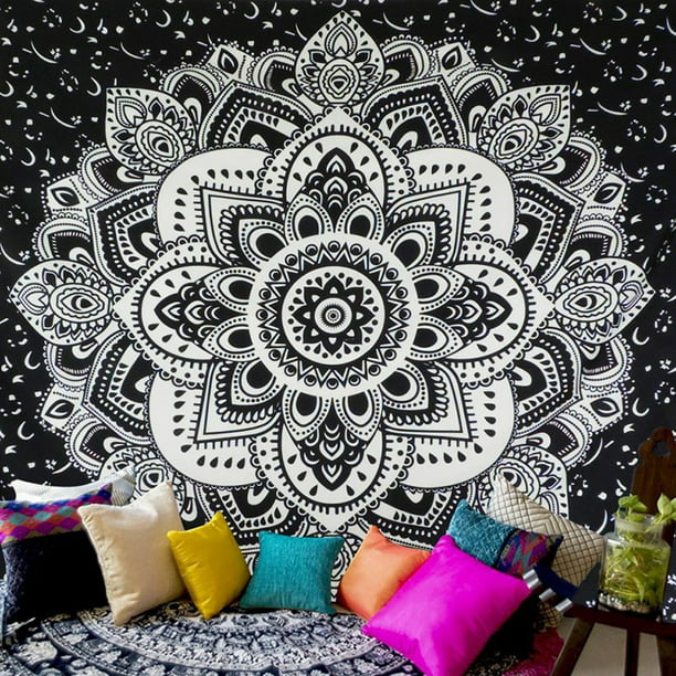Details about  / Black White Mandala Tapestry Indian Hippie Wall Hanging Bohemian Queen Bedspread